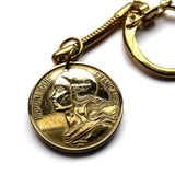 1963 France 50 Centimes coin keychain key ring French jewelry Marianne Paris Marseille Lyon Toulouse Bordeaux Lille Nice Rennes Reims Nantes Le Havre Toulon Dijon Strasbourg Seine Saint-Etienne Normandy K000025
