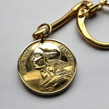 1963 France 50 Centimes coin keychain key ring French jewelry Marianne Paris Marseille Lyon Toulouse Bordeaux Lille Nice Rennes Reims Nantes Le Havre Toulon Dijon Strasbourg Seine Saint-Etienne Normandy K000025