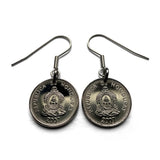 Honduras 20 Cents coin earrings pirámide Lempira Lenca Tegucigalpa Choluteca masonic eye Yoro Olancho El Paraíso Atlántida Copán e000692