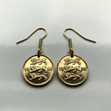 Estonia Eesti 10 Senti coin earrings 3 blue lions riigivapp Tallinn Tartu Narva Parnu Kohtla Jarve Viljandi Maardu Rakvere Voru Lasnamae Maarahvas Oeselians Sinimustvalge Kuressaare Finnic e000309