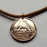 1994 Cape Verde Cabo Verde 5 Escudos coin pendant Belmira Sailing boat ship seas Praia Santiago Fogo Brava São Vicente n000705