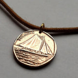 1994 Cape Verde Cabo Verde 5 Escudos coin pendant Belmira Sailing boat ship seas Praia Santiago Fogo Brava São Vicente n000705