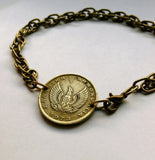 1973 Greece Hellas 1 Drachma coin bracelet Greek little owl of Athena glaux phoenix Pallas Athens Acropolis Parthenon Tetradrachm b000002