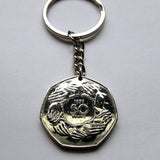 1973 United Kingdom 50 Pence coin pendant Circle of nine hands European Economic Community Treaty of Rome England London Manchester k000030