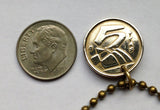 1991 España Spain 5 Pesetas coin pendant King Juan Carlos I monogram JCI sailboats Madrid Barcelona Sevilla Granada Córdoba Málaga Zaragoza Toledo Cadiz Bilbao A Coruña Murcia Asturias Cataluña Las Palmas n001144
