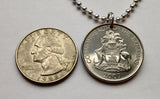 2015 Bahamas 25 Cent coin pendant Bahamian Sloop sailboat Nassau Andros Exuma & Cays Junkanoo Rose Island Rum Cay Paradise Island Pineapple Fest Gregory Town Blue Lagoon Lucayan New Providence Eleuthera Grand Bahama Gold Rock Coco Plum Beach n001300