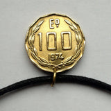 1974 Chile 100 Escudos coin pendant cóndor Andino Chileno Santiago Araucanía Iquique Rancagua La Pintana Rancagua Coquimbo Temuco n000557