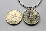 1973 Greece Hellas 5 Drachmai coin pendant Pegasus flying horse Phoenix Athens Thessaloniki Patras Mykonos Sparta Rhodes Corinth Larissa Santorini Corfu Crete Delphi Thebes Arcadia Argos Kos n001384