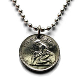1923 Belgium 50 Centimes coin pendant Belgian lady Brussels Antwerp Bruges Ghent Liège Mons Kortrijk Ostend Ypres Dinant Limbourg Bilstain Wallonia Namur Charleroi Schaerbeek Leuven Mechelen n000205