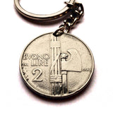 1924 Italy 2 Lire coin pendant Italian fascist era Vittorio Emanuele III Mussolini Rome Florence Milan Venice Torino Palermo Napoli Genoa Verona Bologna Perugia Siena Padua Bergamo Modena Matera Tuscany Capri Sardinia Parma San Gimignano Matera n000669