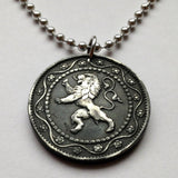 1916 Belgium 25 Centimes coin pendant Belgian lion Brussels Antwerp Mons Flanders Flemish Hasselt Kortrijk Ostend Dinant Ardennes WWI n000439