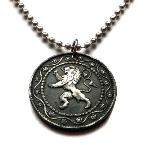 1916 Belgium 25 Centimes coin pendant Belgian lion Brussels Antwerp Mons Flanders Flemish Hasselt Kortrijk Ostend Dinant Ardennes WWI n000439