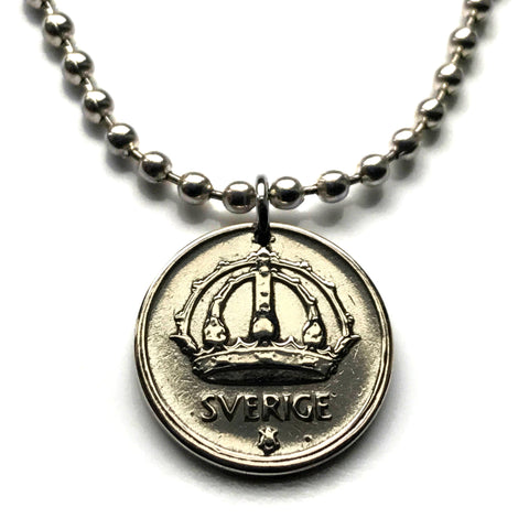 1949 Sweden 25 Ore SILVER coin pendant Swedish crown Stockholm Sverige Scania Nordic Västerås Helsingborg Norrköping Smolandia Swede n001198