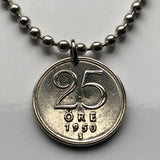 1949 Sweden 25 Ore SILVER coin pendant Swedish crown Stockholm Sverige Scania Nordic Västerås Helsingborg Norrköping Smolandia Swede n001198
