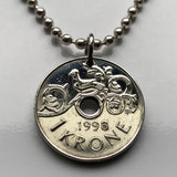 1999 Norway Norge Krone coin pendant Norwegian crown initial H number 5 Hylestad Stave Church bird Valle Setesdal Oslo Bergen Stavanger Sandnes Bokmal Nynorsk Alesund Scandinavia Nordic Viking n000511