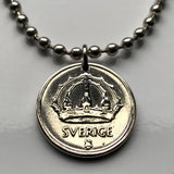 1949 Sweden 25 Ore SILVER coin pendant Swedish crown Stockholm Sverige Scania Nordic Västerås Helsingborg Norrköping Smolandia Swede n001198