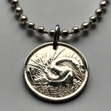 Singapore 5 Cents coin pendant necklace Oriental darter Snake bird swan Bedok Lion City Yishun Choa Chu Kang Punggol Ang Mo Kio Bukit Batok Malay Queenstown Bukit Merah Woodlands Jurong West Tampines Sengkang Hougang Pasir Ris Bukit Panjang n000537