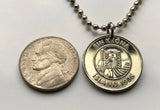 Iceland Ísland 1 Krona coin pendant cod fish Reykjavík Landvættir Eddas Íslendingasögur sagas Landnámabók Vík Skógar Grindavík n000524