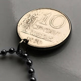 1977 Brazil 10 Centavos coin pendant Lady Liberty São Paulo Recife Pernambuco Bahia Minas Gerais Pelourinho Belem Santa Catarina n001276