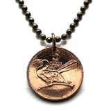 1989 Botswana 5 Thebe coin pendant Red-billed hornbill Toko bird bull Selibe Phikwe Tswana Bantu Setswana Kalanga Serowe Pula n001944