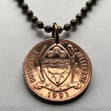 1989 Botswana 5 Thebe coin pendant Red-billed hornbill Toko bird bull Selibe Phikwe Tswana Bantu Setswana Kalanga Serowe Pula n001944