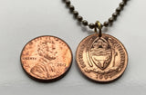 1989 Botswana 5 Thebe coin pendant Red-billed hornbill Toko bird bull Selibe Phikwe Tswana Bantu Setswana Kalanga Serowe Pula n001944