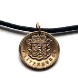 1947 Luxembourg Letzeburg 25 Centimes coin pendant necklace jewelry Luxembourgish lion Esch-sur-Alzette Differdange Dudelange Wormeldange Grund Diekirch Schengen Pétange Rumelange Redange Bourscheid n000651