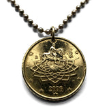 2002 Italy 50 Euro Cent coin pendant Marcus Aurelius horse statue Rome Italian jewelry Piazza del Campidoglio Michelangelo Milan Florence Venice Verona Genoa Palermo Bologna Torino Napoli Bari n002018