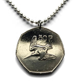 Ireland Éire 50 Pingin coin pendant necklace Woodcock bird Irish harp Cláirseach Dublin Cork Limerick Galway Waterford Drogheda Swords Dundalk Munster Guinness Ulster Connacht Leinster n002472