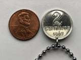 1967 Brazil 2 Centavos coin pendant Lady Liberty phrygian cap Rio de Janeiro Brasília São Paulo Ipanema Copacabana Belo Horizonte n000600