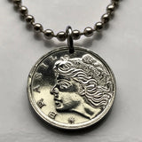 1967 Brazil 2 Centavos coin pendant Lady Liberty phrygian cap Rio de Janeiro Brasília São Paulo Ipanema Copacabana Belo Horizonte n000600