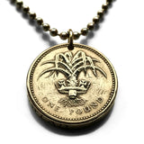 1985 United Kingdom Wales Great Britain 1 Pound coin pendant Welsh leek Cardiff Swansea Barry Neath Cwmbran Bridgend Llanelli Prestatyn Cymraeg Saint David's Day Caernarfon Newport Wrexham Cymru Aberystwyth n002400