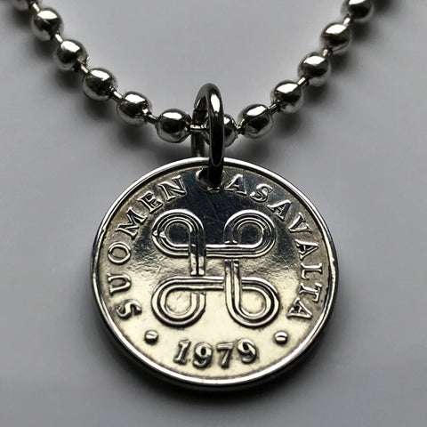 1970 Finnland Suomi 1 Penni Münzanhänger Finnisches Heiliges Hannes-Kreuz hannunvaakuna Helsinki Geschwungenes Quadrat Finnisch Uusimaa Pirkanmaa Jyväskylä valknute Sankt-Johannes-Arme sankthanskors Apple-Befehlstaste n002474