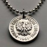 1969 Poland Polska 20 Groszy coin pendant white eagle Warsaw Krakow Poznan Polish Polak West Slavs Oświęcim Wawel Castle n002480