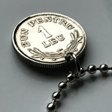 1924 Romania 1 Leu coin pendant Romanian lions eagle crown Bucharest Cluj-Napoca Iasi Constanta Wallachia Moldavia Timisoara Transylvania Bran Vlad Dracula's Castle Sibiu Brasov Peles Castle Roman Dacia Michael the Brave Vlachs Craiova Galati n000479