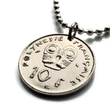 French Polynesia Tahiti 10 Francs coin pendant Papeete TIKIS tiʻi Huahine Society Islands Paea Tuamotus South Pacific Maohis Windward Islands Bora Bora Austronesian Hei-tiki Māori legend n001631