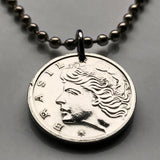 1967 Brazil 2 Centavos coin pendant Lady Liberty phrygian cap Rio de Janeiro Brasília São Paulo Ipanema Copacabana Belo Horizonte n000600