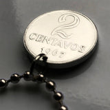 1967 Brazil 2 Centavos coin pendant Lady Liberty phrygian cap Rio de Janeiro Brasília São Paulo Ipanema Copacabana Belo Horizonte n000600