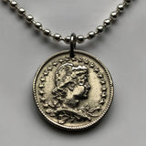 1931 Brazil 100 reis coin pendant Lady Liberty São Paulo Bahia Rio de Janeiro Espírito Santo Porto Alegre Baía de Guanabara Salvador n000812