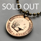 Netherlands Nederland 5 Cent coin pendant Dutch queen Juliana Holland Amsterdam Utrecht Rotterdam The Hague Eindhoven Groningen Tilburg Leiden Nederlanden Groningen Almere Stad Breda Ajax Nijmegen Delft Gouda Low Countries Dam Square n000226