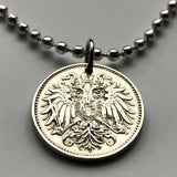 1894 Austria Osterreich 10 Heller coin pendant necklace jewelry Austrian eagle Habsburg Vienna Linz Österreicher Schönbrunn Palace Sankt Pölten Styria Mozart n000305