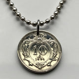 1894 Austria Osterreich 10 Heller coin pendant necklace jewelry Austrian eagle Habsburg Vienna Linz Österreicher Schönbrunn Palace Sankt Pölten Styria Mozart n000305