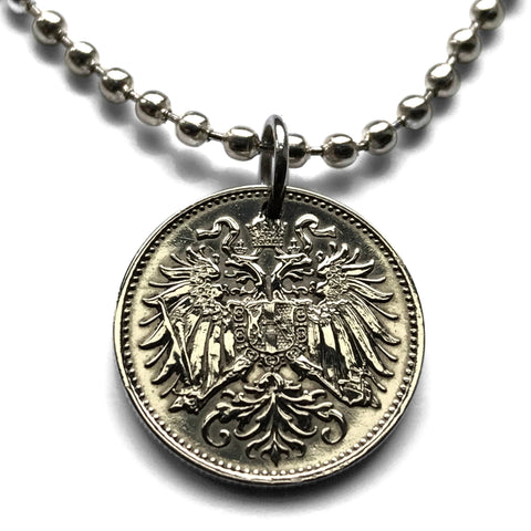 1894 Austria Osterreich 10 Heller coin pendant necklace jewelry Austrian eagle Habsburg Vienna Linz Österreicher Schönbrunn Palace Sankt Pölten Styria Mozart n000305