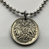 1894 Austria Osterreich 10 Heller coin pendant necklace jewelry Austrian eagle Habsburg Vienna Linz Österreicher Schönbrunn Palace Sankt Pölten Styria Mozart n000305