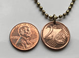 2015 Lithuania Lietuva 2 Euro Cent coin pendant Vytis horse back armored knight Vilnius Kaunas Klaipėda Šiauliai medieval Vityaz Marijampole Jonava Utena Curonian Spit Panevezys Panevezys Pahonia Alytus Mazeikiai Trakai Kedainiai Hill of Crosses n003852