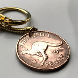 1964 Australia 1 Penny coin pendant kangaroo wallaby roos Sydney Darwin New South Wales Tasmania Aussie Southern Cross Oceania joey n002227