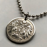 1894 Austria Österreich 20 Heller coin pendant Austrian eagle Austro Hungarian empire Habsburg Vienna Salzburg Graz Linz Innsbruck Villach Tyrol Styria Wels Sankt Pölten Carinthia Sölden n002610