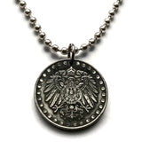 1917 Germany Deutschland 10 Pfennig coin pendant World War 1 German eagle Berlin Hamburg Munich Cologne Frankfurt Stuttgart Leipzig Essen Dortmund Dusseldorf Bremen Dresden Hanover Nuremberg Bavaria Brandenburg Bonn Hesse Rothenburg n001351