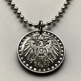 1917 Germany Deutschland 10 Pfennig coin pendant World War 1 German eagle Berlin Hamburg Munich Cologne Frankfurt Stuttgart Leipzig Essen Dortmund Dusseldorf Bremen Dresden Hanover Nuremberg Bavaria Brandenburg Bonn Hesse Rothenburg n001351