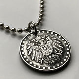 1917 Germany Deutschland 10 Pfennig coin pendant World War 1 German eagle Berlin Hamburg Munich Cologne Frankfurt Stuttgart Leipzig Essen Dortmund Dusseldorf Bremen Dresden Hanover Nuremberg Bavaria Brandenburg Bonn Hesse Rothenburg n001351